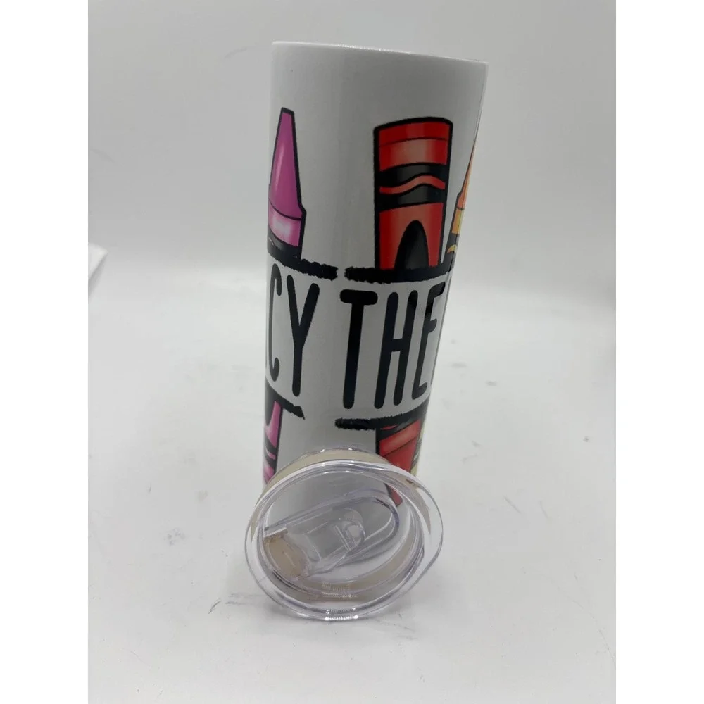 ZONEGRACE 20 oz Skinny Stainless Steel Tumbler Colorful Crayon Teacher Pharmacy